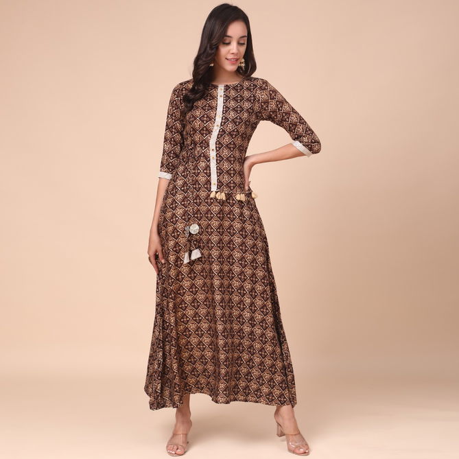 Nyka 1001 Designer New Ethnic Wear Rayon Fancy Long Kurti Collection